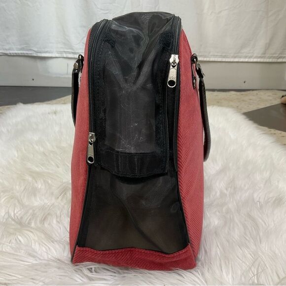 New!!! GMS PET SUPPLIES red / burgundy corduroy dog/ cat bag carrier - Picture 4 of 15
